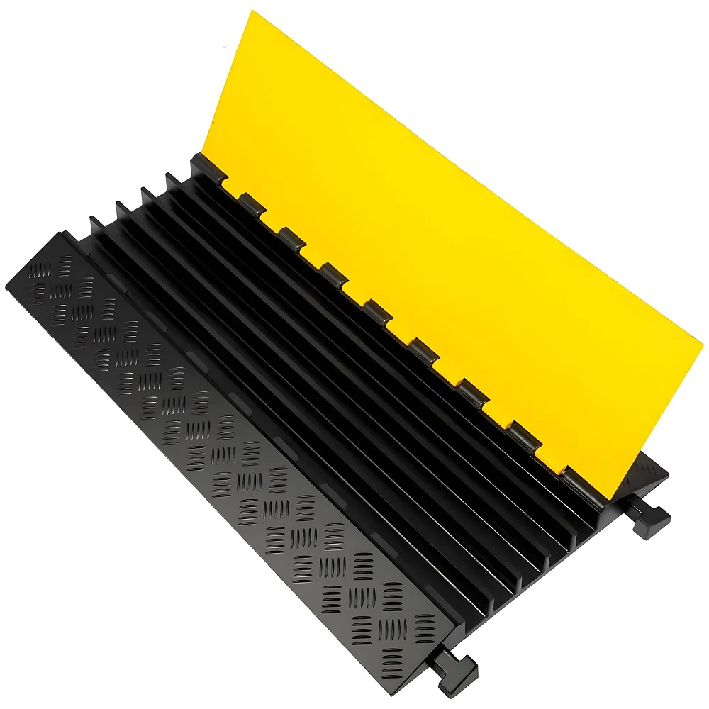 Cable Cover Manager for Roads 5500 kgs Heavy Duty Flip Open Cover Protective Wire Cord Ramp Driveway Rubber Traffic Speed Bumps Cable Protector - 1Meter (5 Channel) Premium