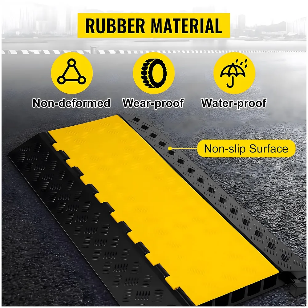 Cable Cover Manager for Roads 5500 kgs Heavy Duty Flip Open Cover Protective Wire Cord Ramp Driveway Rubber Traffic Speed Bumps Cable Protector - 1Meter (5 Channel) Premium