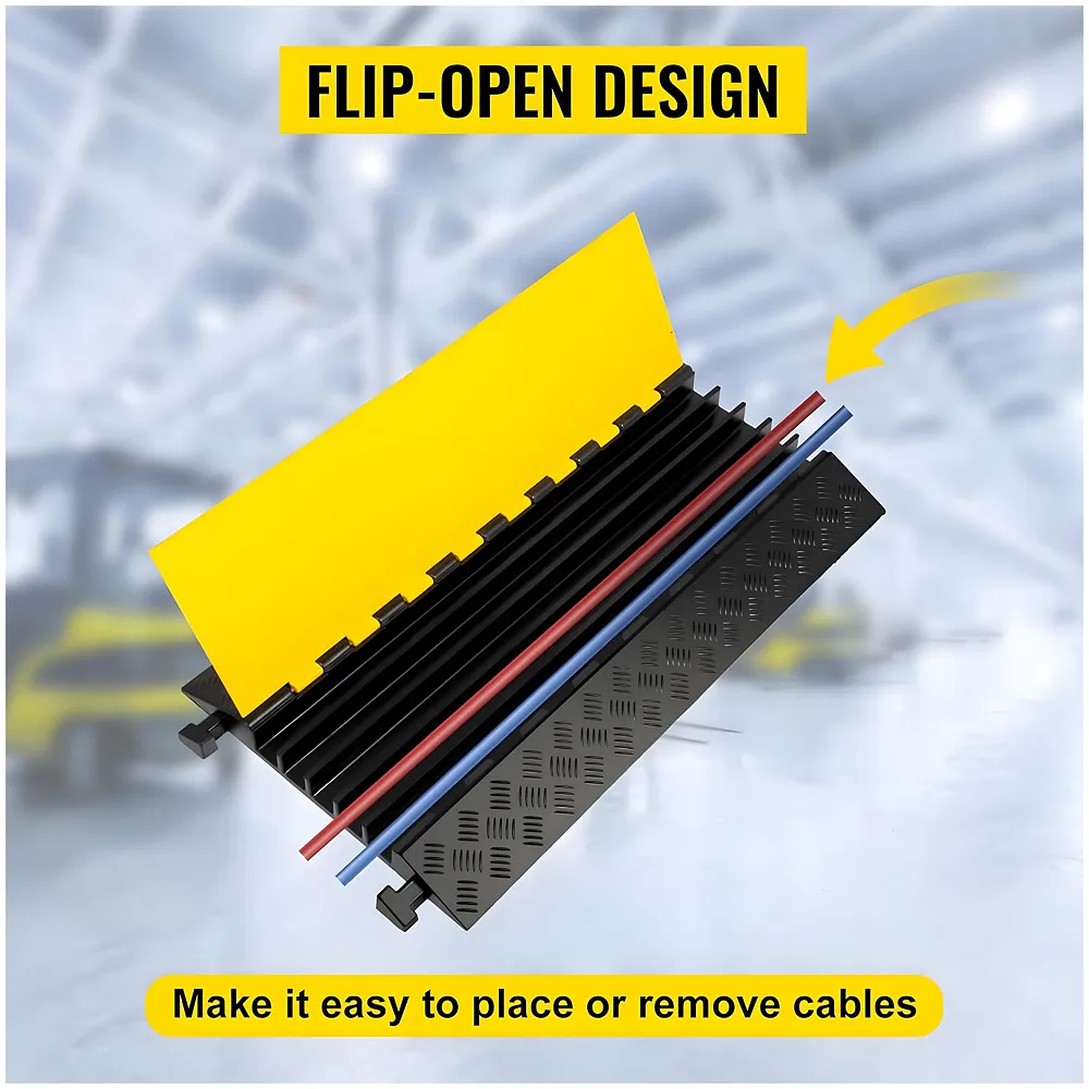 Cable Cover Manager for Roads 5500 kgs Heavy Duty Flip Open Cover Protective Wire Cord Ramp Driveway Rubber Traffic Speed Bumps Cable Protector - 1Meter (5 Channel) Premium