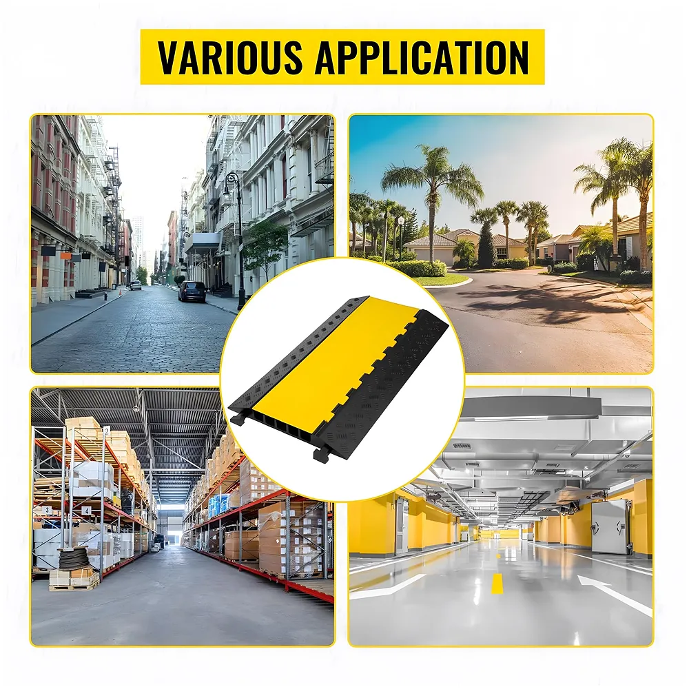 Cable Cover Manager for Roads 5500 kgs Heavy Duty Flip Open Cover Protective Wire Cord Ramp Driveway Rubber Traffic Speed Bumps Cable Protector - 1Meter (5 Channel) Premium