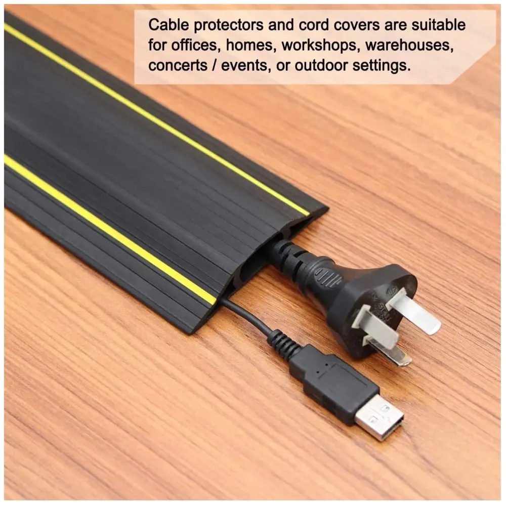 32.81 ft Floor Cable Cover, Perfect for an Office, Home, Workshop, Warehouse, Concert, Or Other Outdoor Setting, Floor Cords, Cables and Wires Protector 82 mm X 17 mm X (10 Meter) - 7
