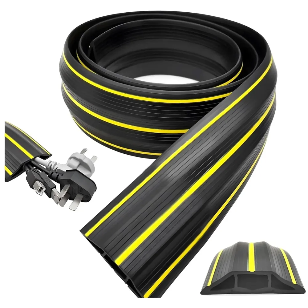 6.56 FT Floor Cable Cover, Perfect for an Office, Home, Workshop, Warehouse, Concert, Or Other Outdoor Setting, Floor Cords, Cables and Wires Protector 82 mm X 17 mm X (2 Meter)