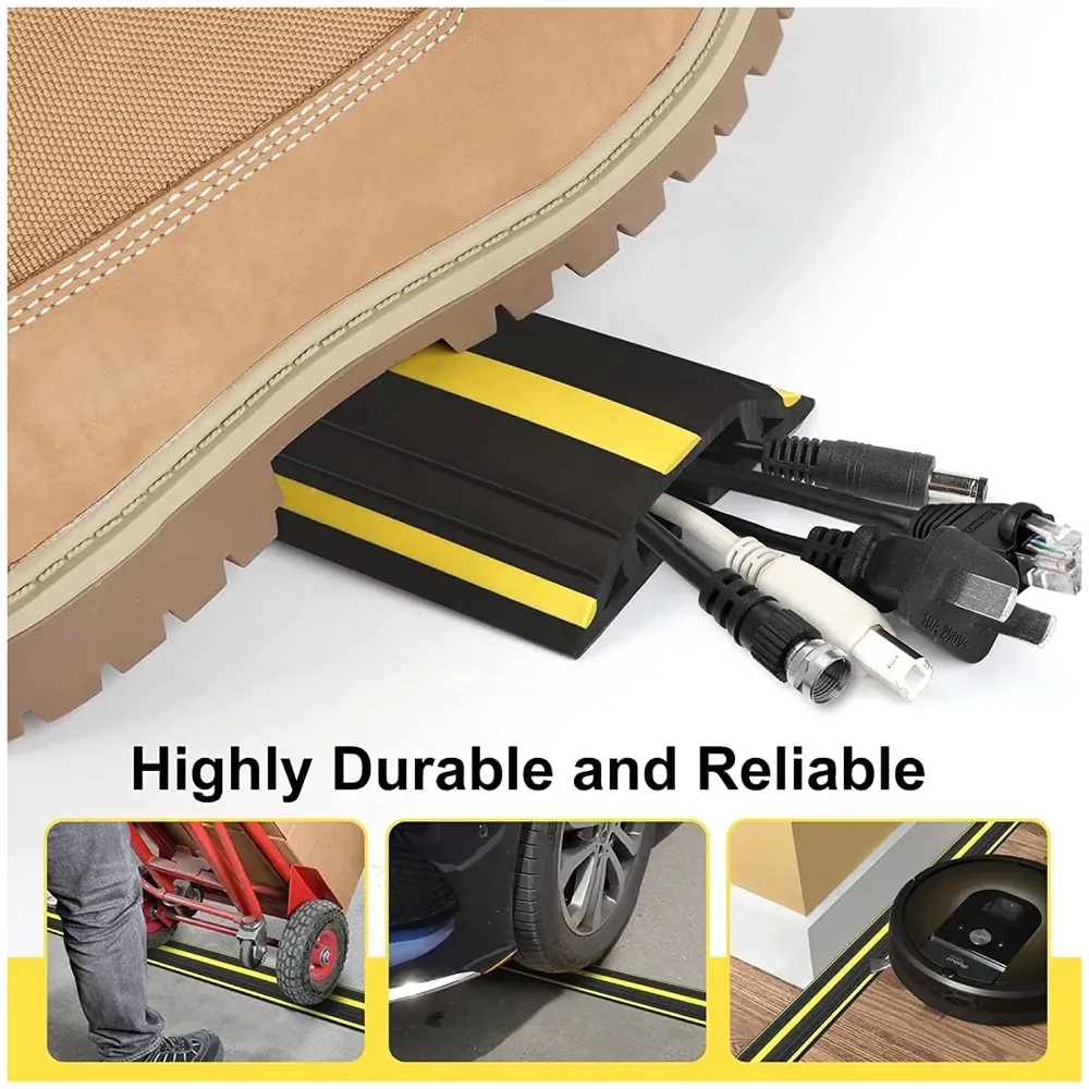Floor Cable Cover, Perfect for an Office, Home, Workshop, Warehouse, Concert, Or Other Outdoor Setting, Floor Cords, Cables and Wires Protector 82 mm X 17 mm X (5 Meter) - 4