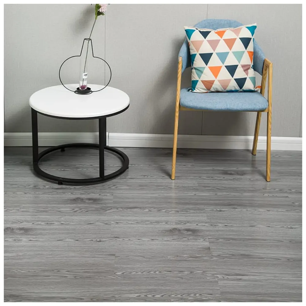 Light Grey PVC Wood Floor Planks Flooring Tiles Self Adhesive Peel & Stick Grey Wooden Design 18 Planks 27 Square feet Light grey Wood Colour