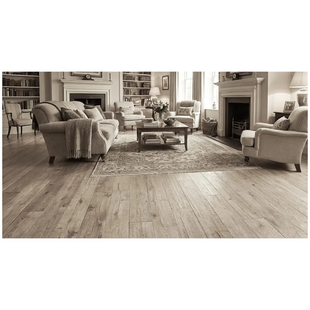 Ebony PVC Wood Floor Planks Flooring Tiles With Self Adhesive Peel & Stick Wooden Design- 18 Planks - 27 Square feet - Ebony Greyish Brown Wood Colour