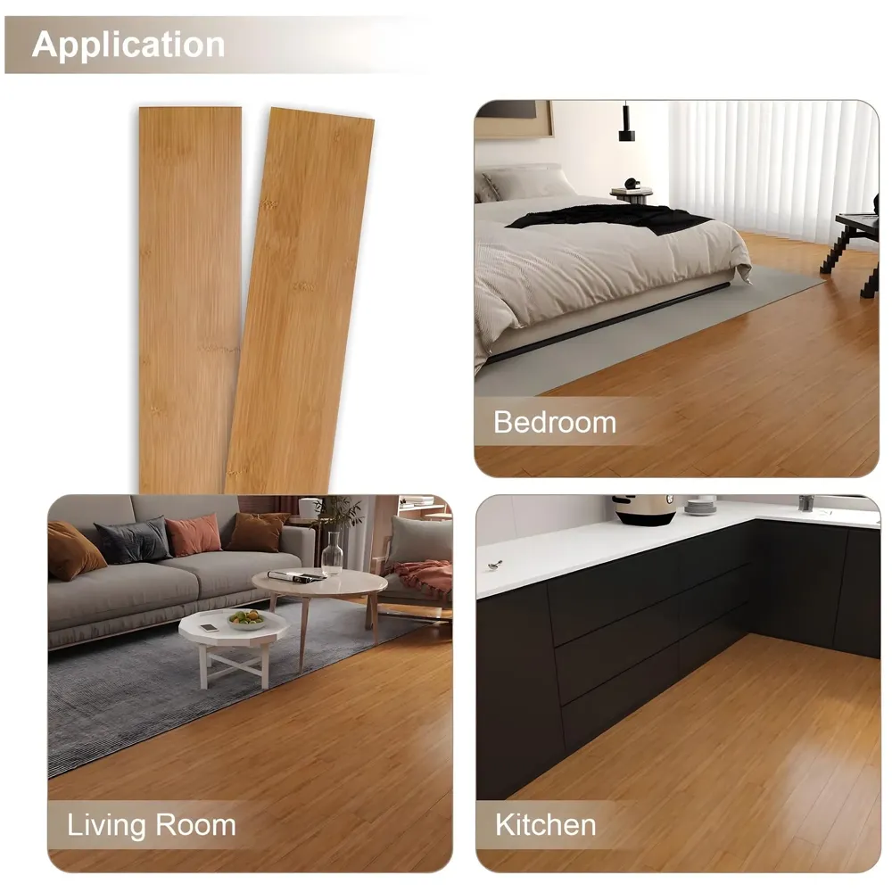 Brown PVC Wood Floor Planks Flooring Tiles With Self Adhesive Peel & Stick Wooden Design-18 Planks -27 Square feet- Honey Wood Colour