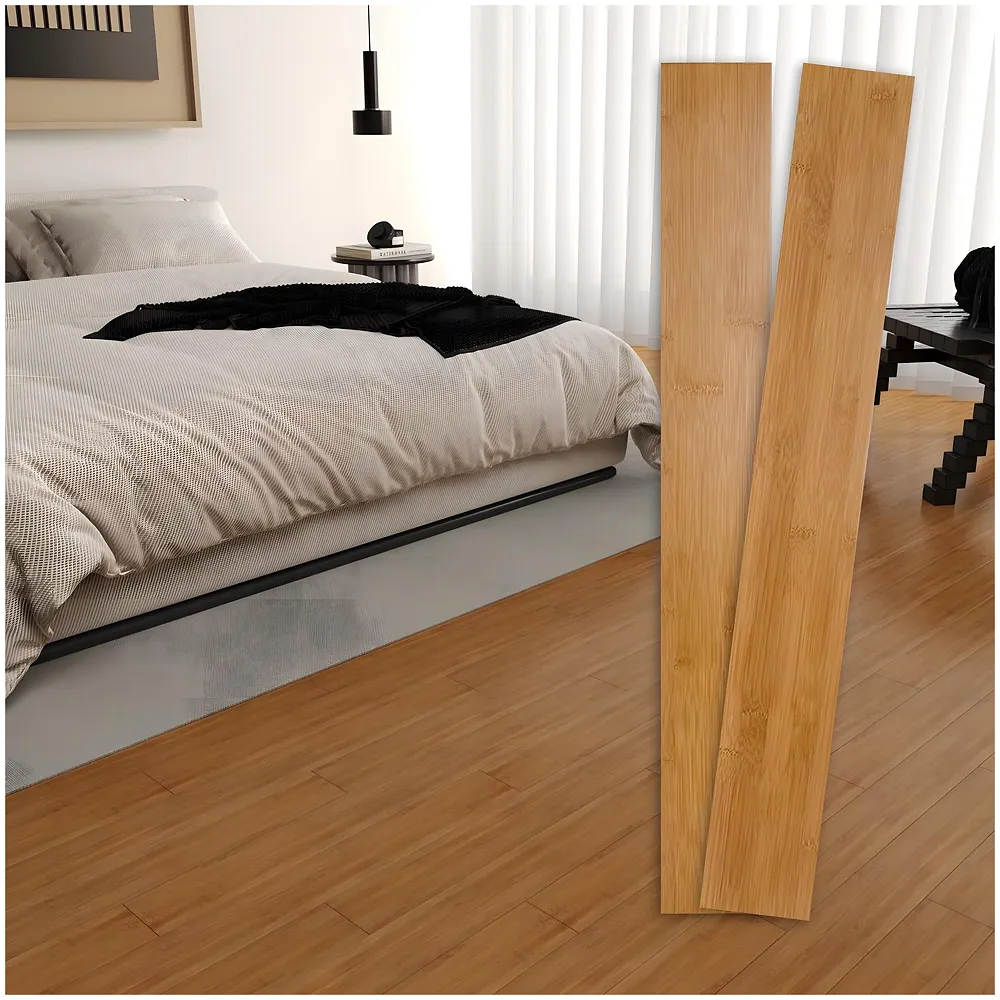 Brown PVC Wood Floor Planks Flooring Tiles With Self Adhesive Peel & Stick Wooden Design-18 Planks -27 Square feet- Honey Wood Colour - Premium