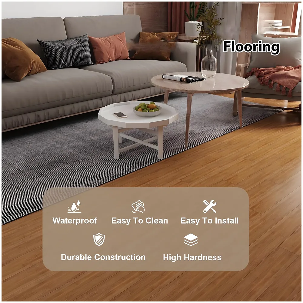 Brown PVC Wood Floor Planks Flooring Tiles With Self Adhesive Peel & Stick Wooden Design-18 Planks -27 Square feet- Honey Wood Colour - Premium