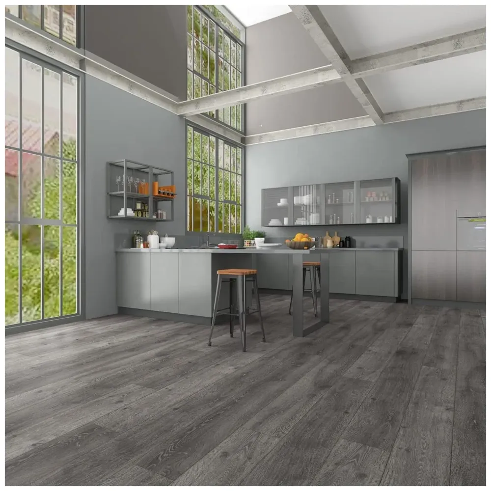 Light Grey PVC Wood Floor Planks Flooring Tiles With Self Adhesive Peel & Stick Wooden Design 18 Planks 27 Square feet Light grey Oak Wood Colour - 2