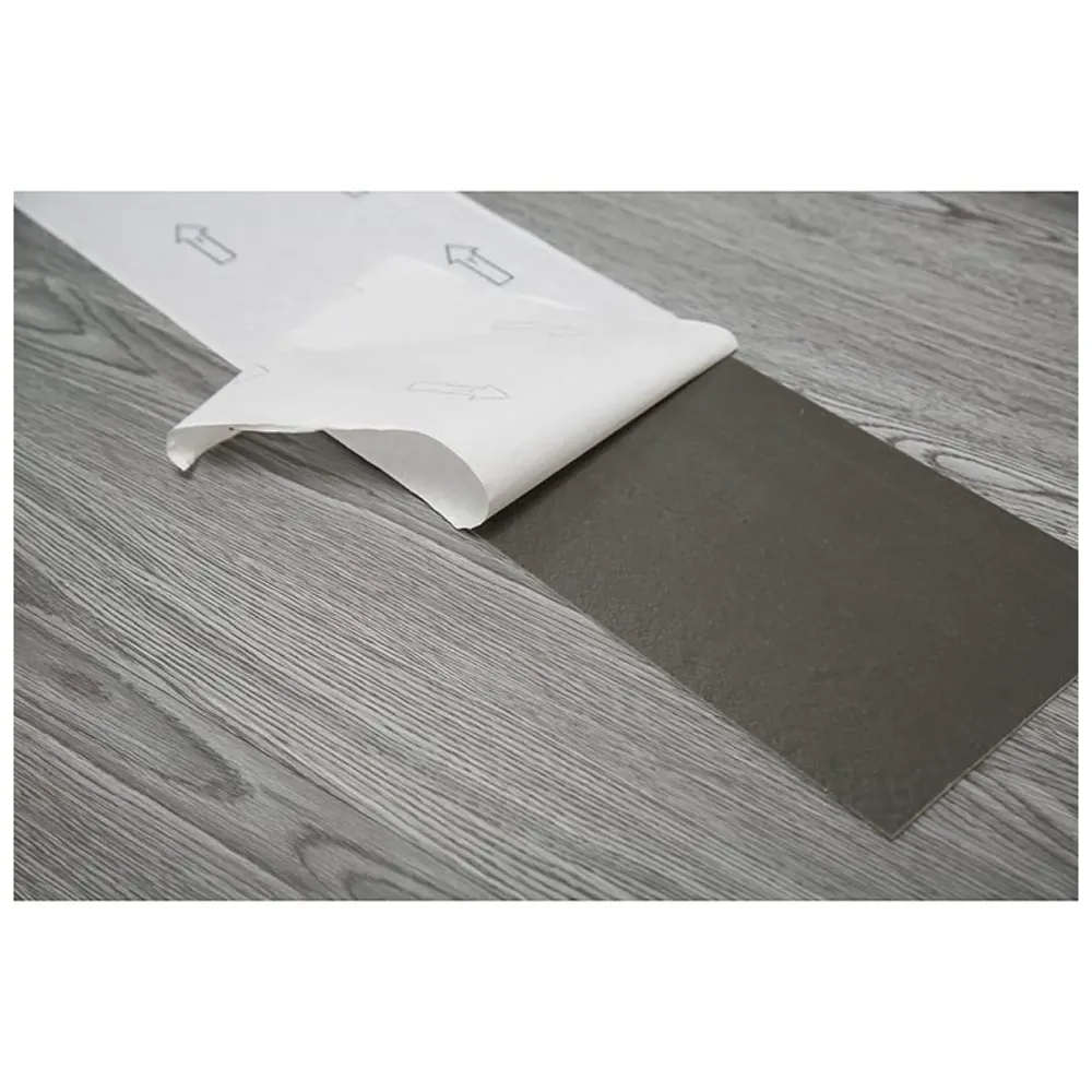 Light Grey PVC Wood Floor Planks Flooring Tiles With Self Adhesive Peel & Stick Wooden Design 18 Planks 27 Square feet Light grey Oak Wood Colour - 3