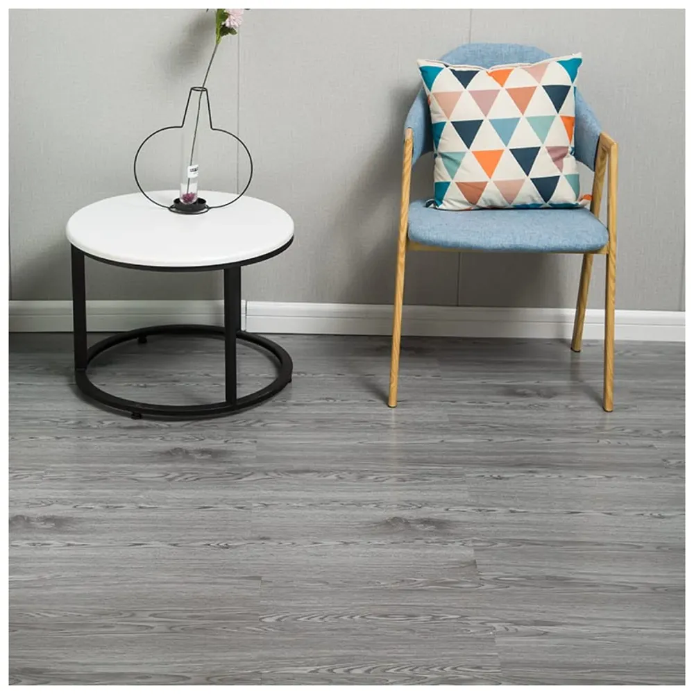 Light Grey PVC Wood Floor Planks Flooring Tiles With Self Adhesive Peel & Stick Wooden Design 18 Planks 27 Square feet Light grey Oak Wood Colour - 4