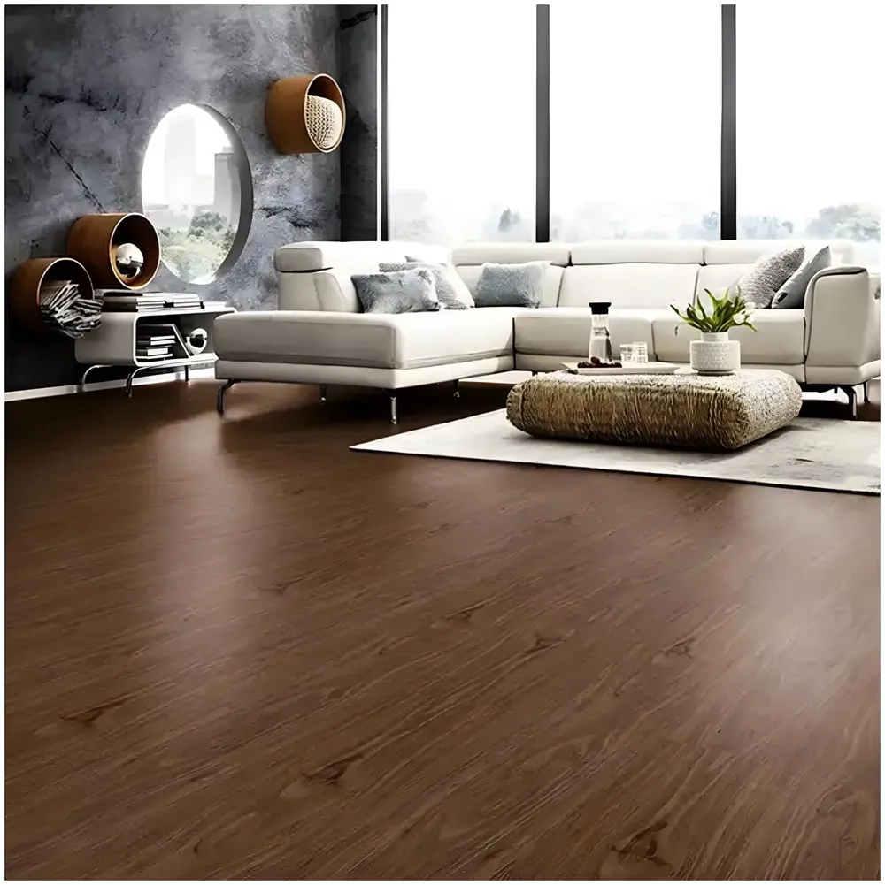 Dark Brown PVC Wood Floor Planks Flooring Tiles With Self Adhesive Peel & Stick Wooden Design18 Planks 27 Square feet Walnut Wood Colour