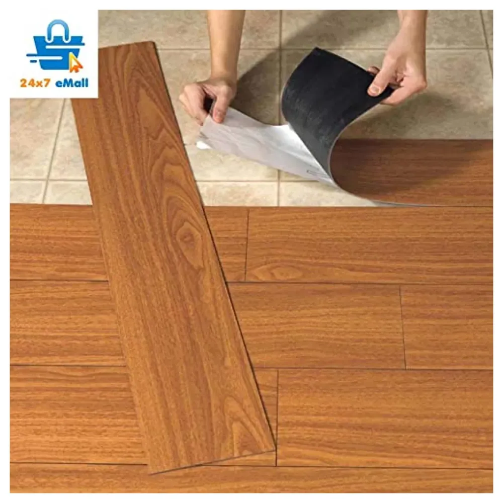 ChestNut PVC Wood Flooring Planks Tiles Self Adhesive Peel & Stick Wooden Design 18 Planks 27 Square feet Wooden ChestNut Colour (Chestnut) - 3