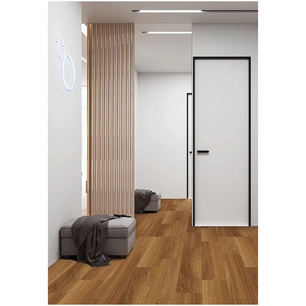 PVC Flooring Planks Tiles Self Adhesive Peel & Stick Wooden Design 1 Plank 1.5 Square feet. (1, Natural Oak)