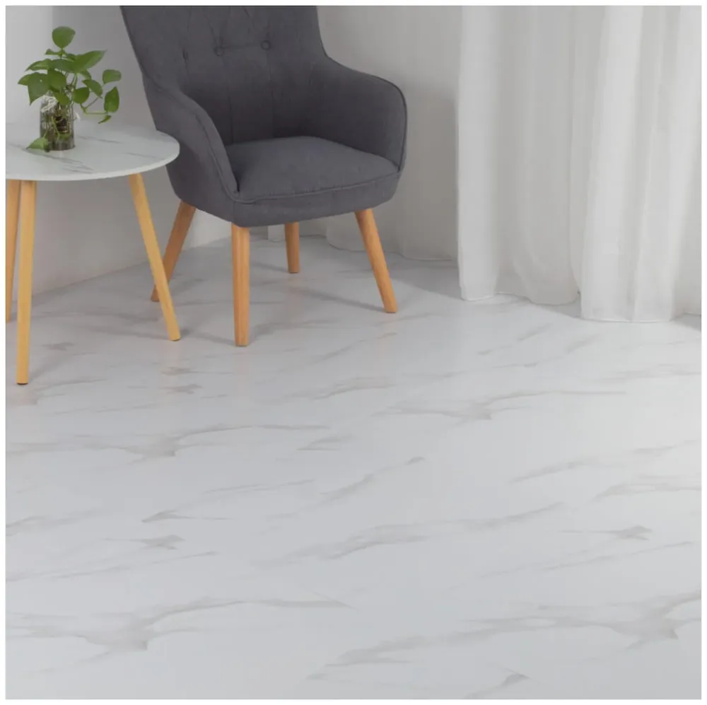 PVC Marble Flooring 18 x 18 Inch Tiles Self Adhesive Peel & Stick, 1 Tile is 2.25 Sqft (1 Pc (2.25 Sqft))