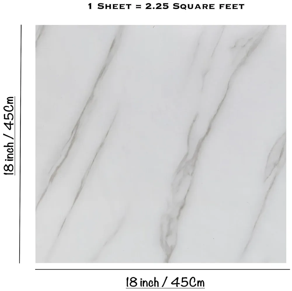 PVC Marble Flooring 18 x 18 Inch Tiles Self Adhesive Peel & Stick, 1 Tile is 2.25 Sqft (1 Pc (2.25 Sqft))