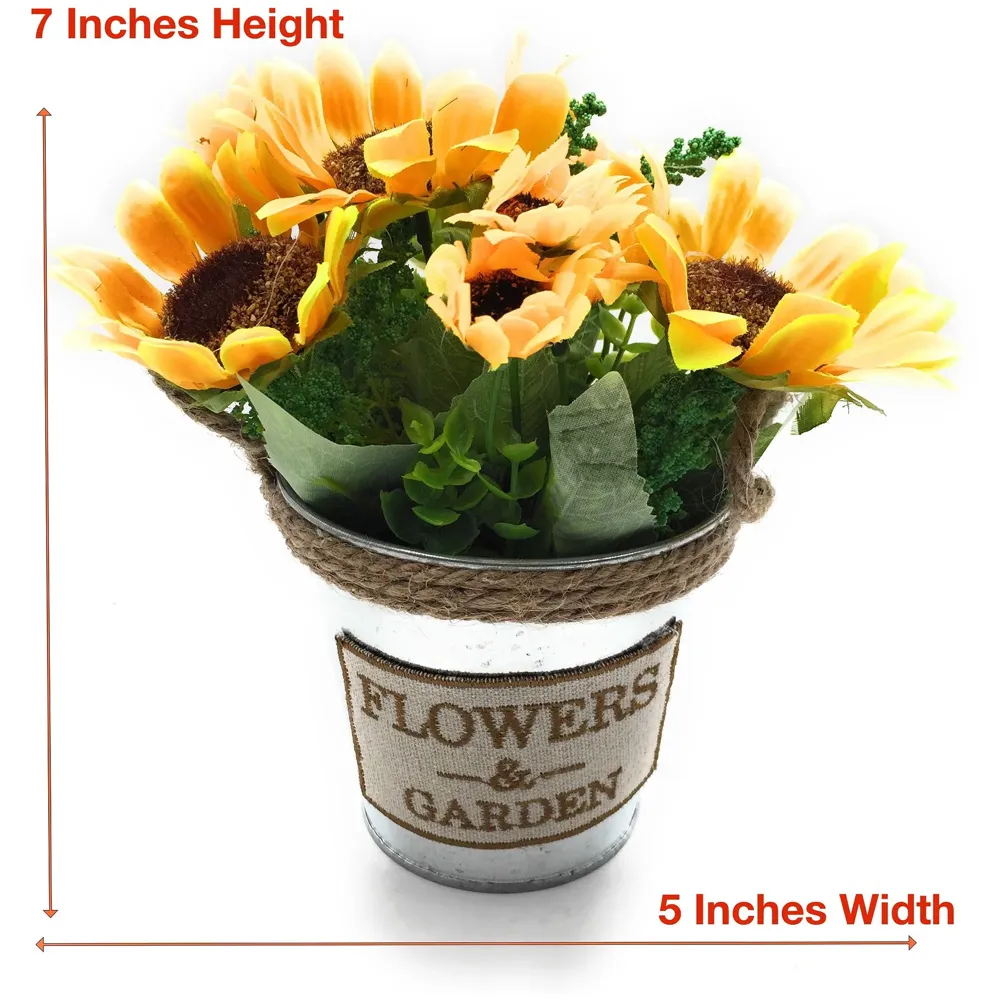 Imported Eternal Bouquet ~ Flower Pot Shaped Flower Vase with Artificial Flowers Included ~ Gift for Wedding/Party/Valentine/Birthday 12 cm x 18 cm