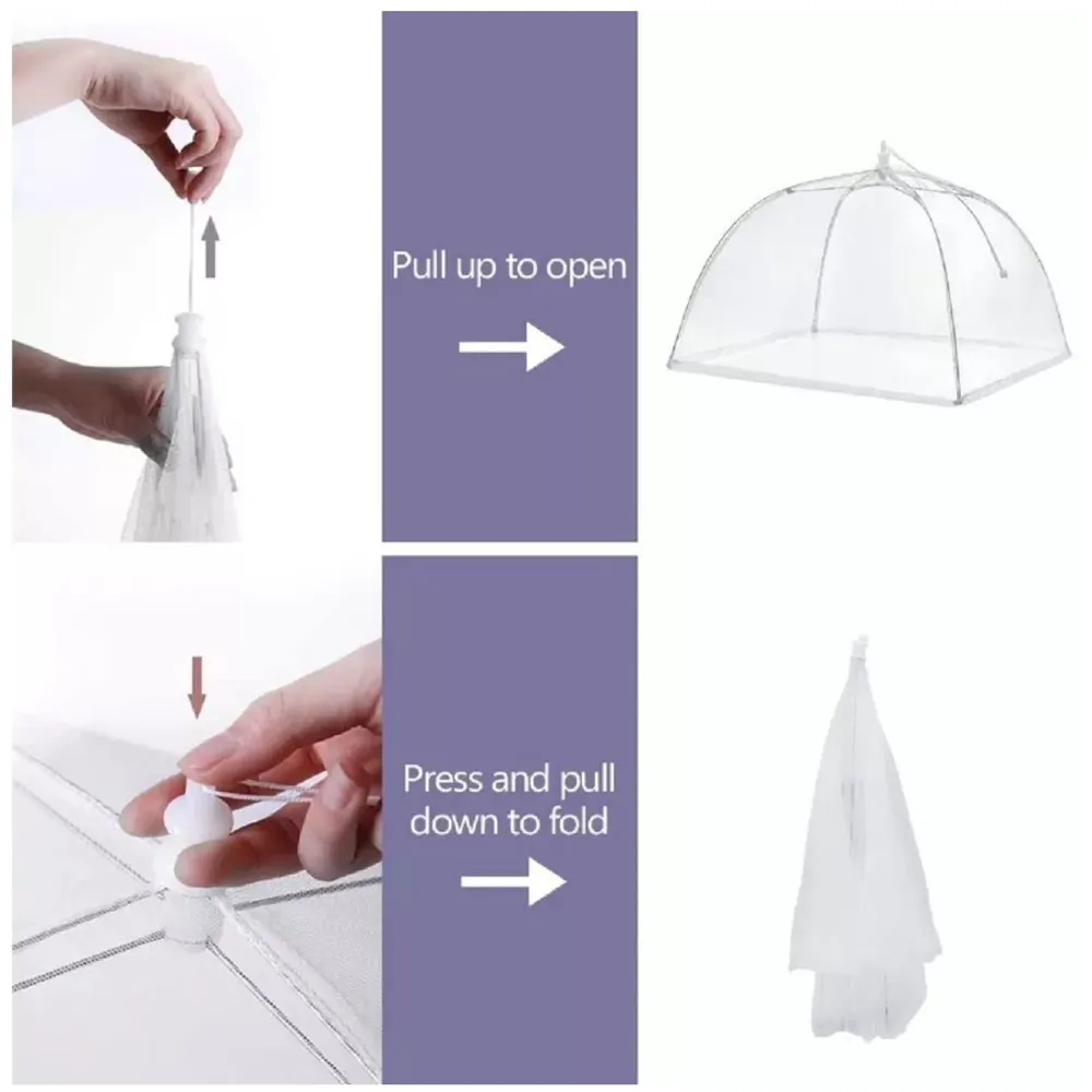 Pop-Up Mesh Food Covers 4 Pcs Tent Umbrella 17 inch Reusable and Collapsible Screen Net Protectors for Outdoors Parties Picnics -White (4) - 8
