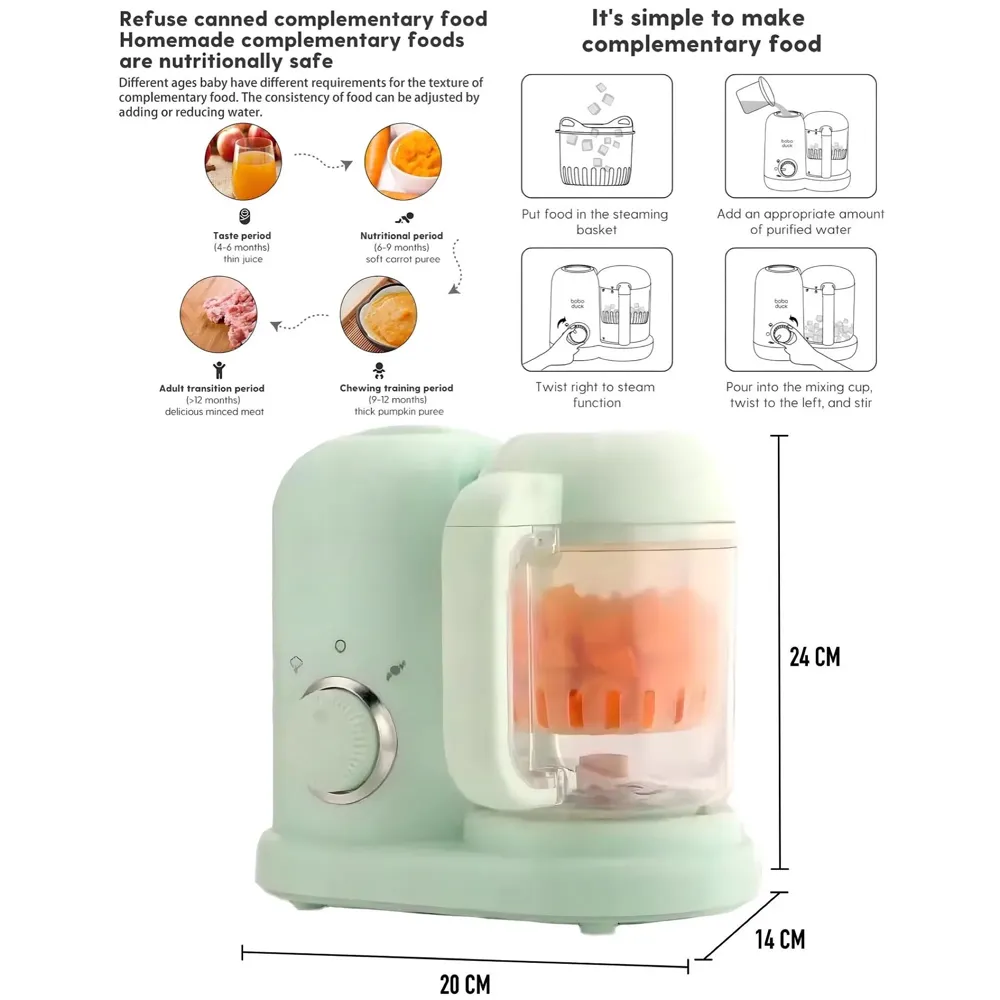 4-in-1 Baby Food Maker Baby Food Processor Food Cooker, Blender, Steamer and Defroster Baby Meal Essentials Make Healthy Fresh Baby Food at Home.