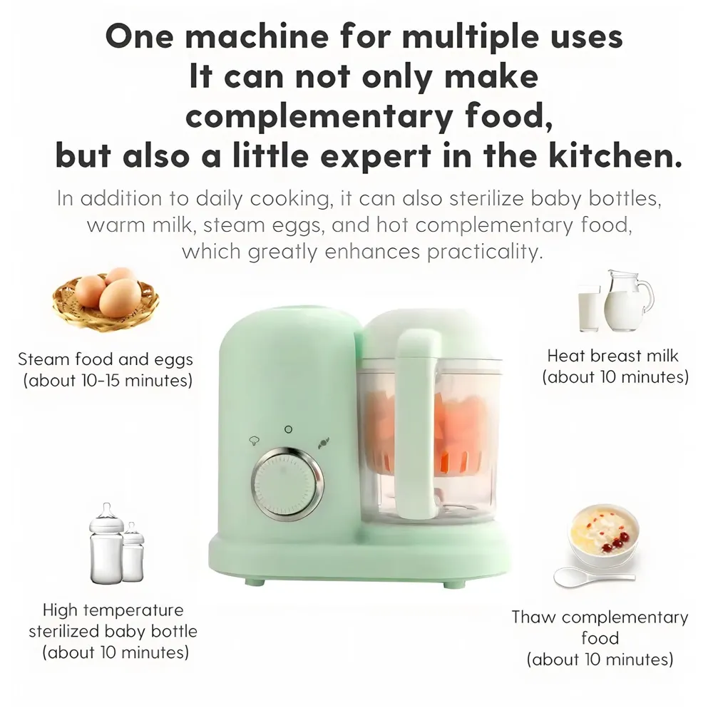 4-in-1 Baby Food Maker Baby Food Processor Food Cooker, Blender, Steamer and Defroster Baby Meal Essentials Make Healthy Fresh Baby Food at Home.