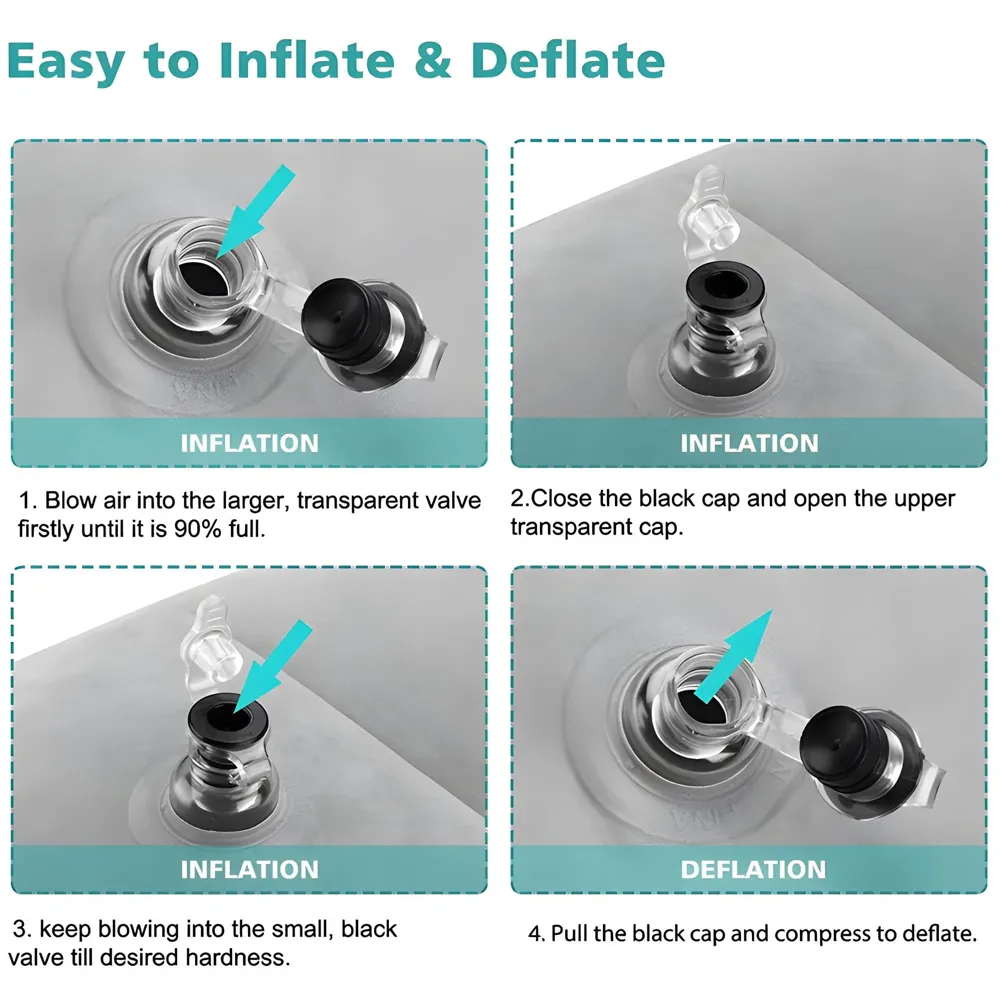 Travel Foot Rest Pillow, Adjustable Height, 46 x 43 x 30 cm, Inflatable Leg Rest with Carry Bag and Pump for Flight, Car