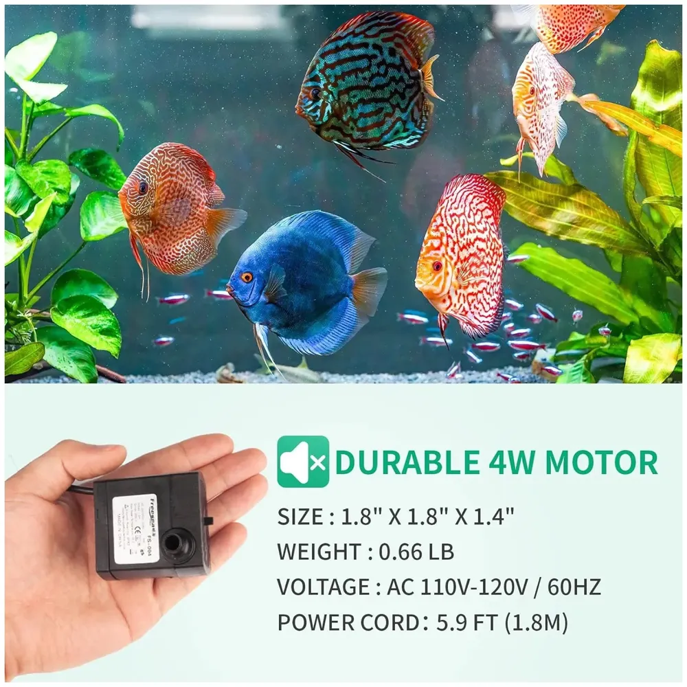 95GPH 4W Ultra Quiet Mini Submersible Pump for Aquariums, Fish Tank, Pond, Fountain Water Pump - 4