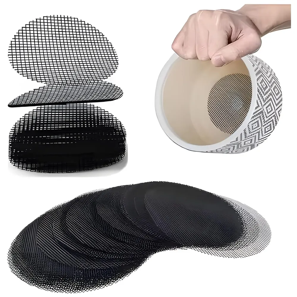 50 pcs Flower Pot Hole Mesh Jali 10 Cm x 10 Cm to Prevent Soil Loss for All Types of Pot Plants Home Garden Soil Erosion Prevention.