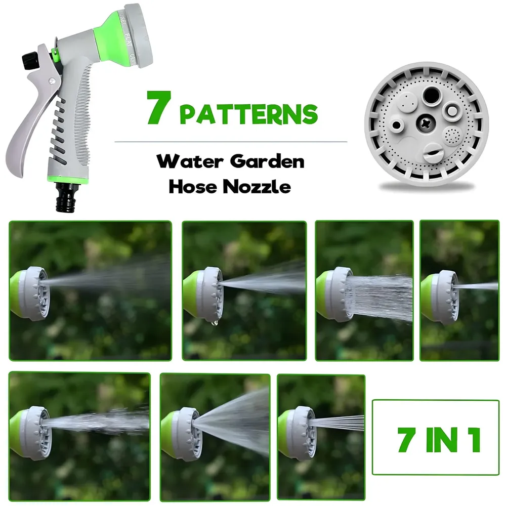 Garden Hose Reel, Retractable Hose Reel, Heavy Duty 50 Ft Portable Garden Hose Reel With 7 Patterns Spray Nozzle For Garden Watering, Car Washing, Pet (Green)