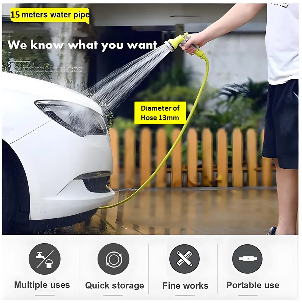 Garden Hose Reel, Retractable Hose Reel, Heavy Duty 50 Ft Portable Garden Hose Reel With 7 Patterns Spray Nozzle For Garden Watering, Car Washing, Pet (Green)