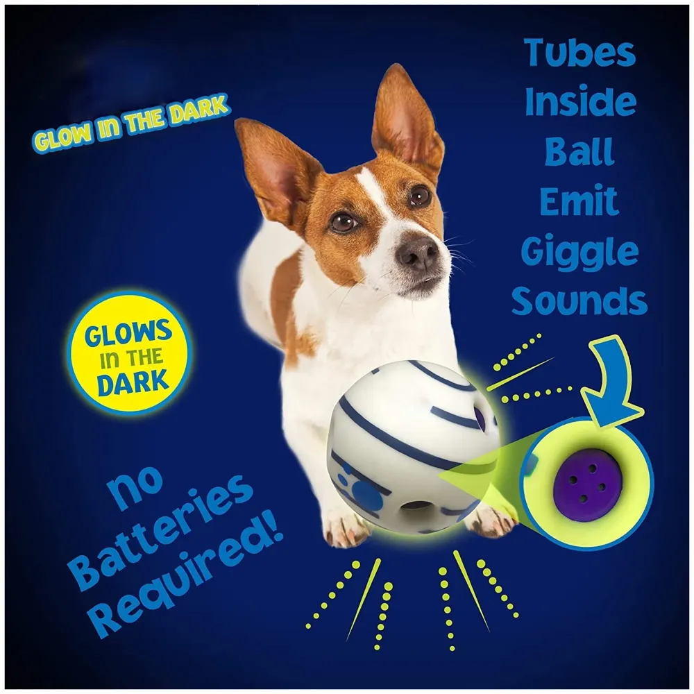 Glow Funny Sound Ball Interactive Dog Toy, Fun Sounds When Rolled or Shaken Funny Sound Ball Laughing Ball for Medium Large Pet Dogs, 5.5 Inch - 5