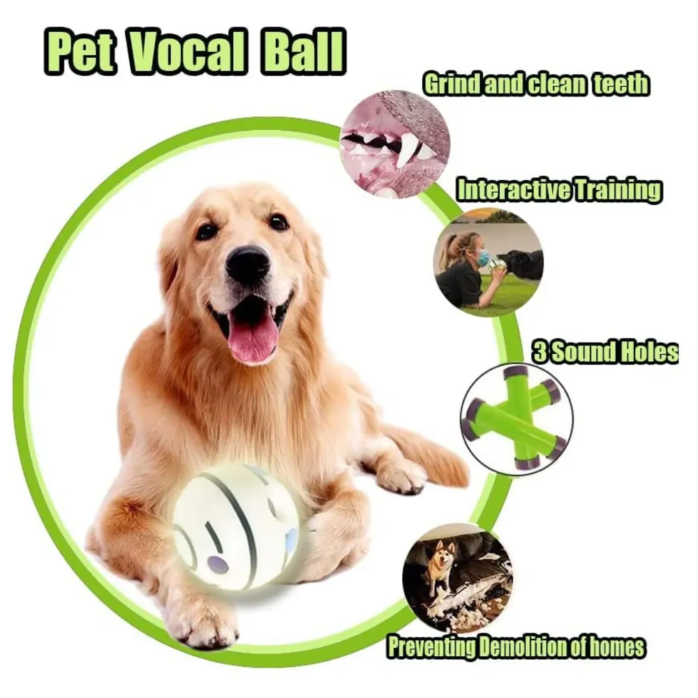 Glow Funny Sound Ball Interactive Dog Toy, Fun Sounds When Rolled or Shaken Funny Sound Ball Laughing Ball for Medium Large Pet Dogs, 5.5 Inch