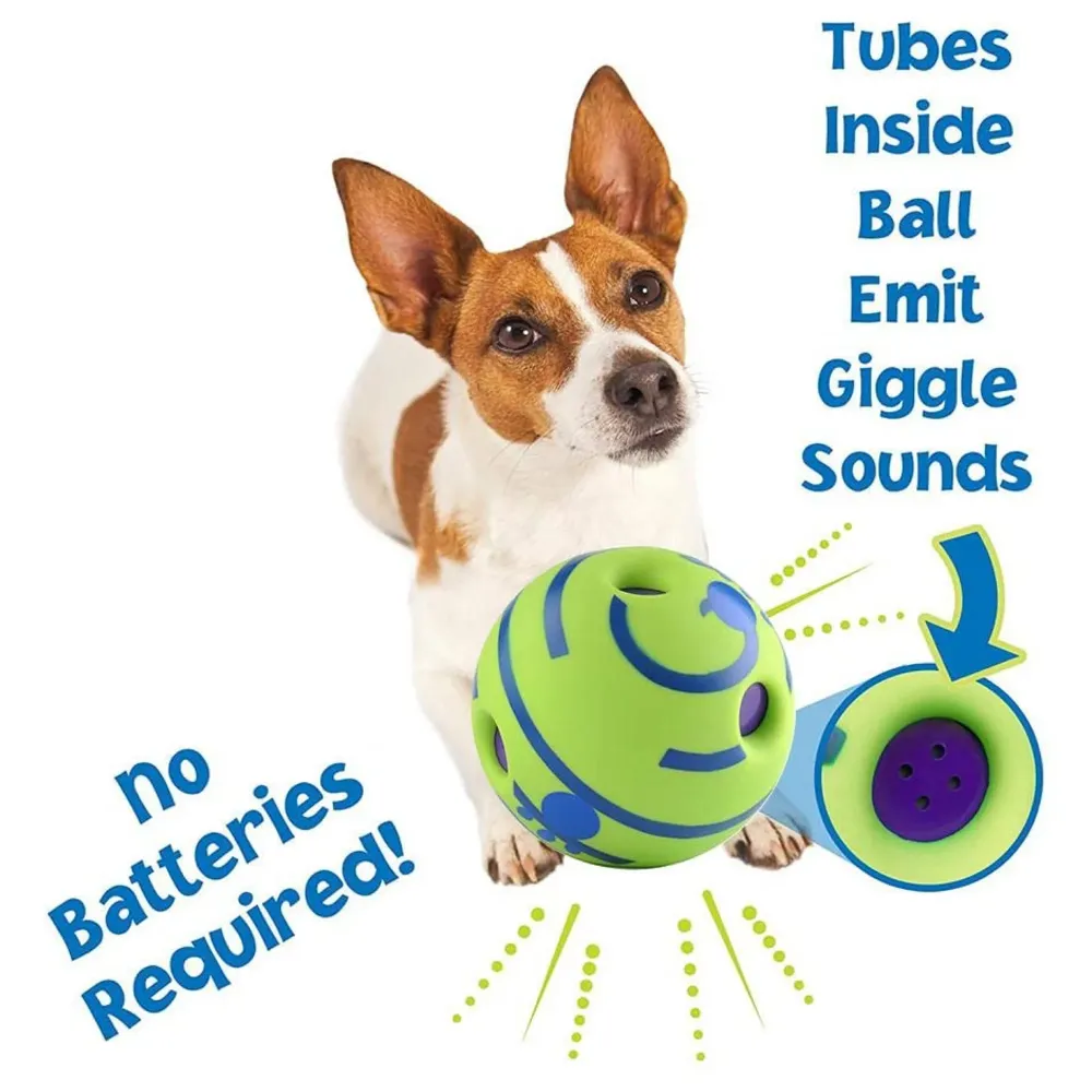 Dog Toy, Fun Sounds When Rolled or Shaken, Funny Sound Ball, Laughing Ball for Medium and Large Pet Dogs, 5.5 Inch Interactive Toy Ball