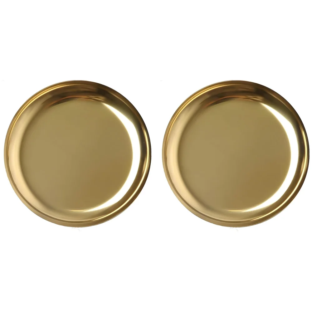 Pack of 2 Gold Plate 12 Inch 30 cm Stainless Steel Dinner Puja