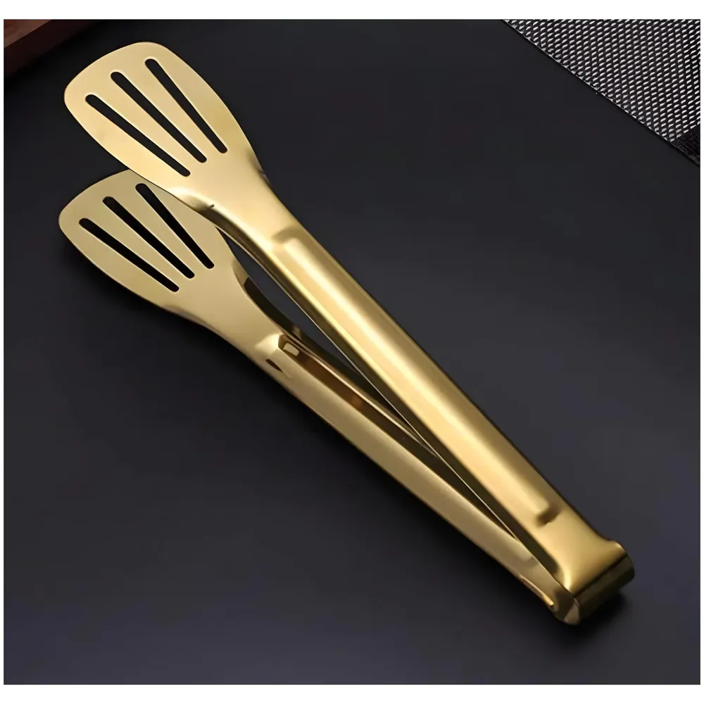 Gold Stainless Steel Tong (Chimta) for Rotis Buffet Desserts Salads Buffet Utensils Cutlery Non-Stick Golden