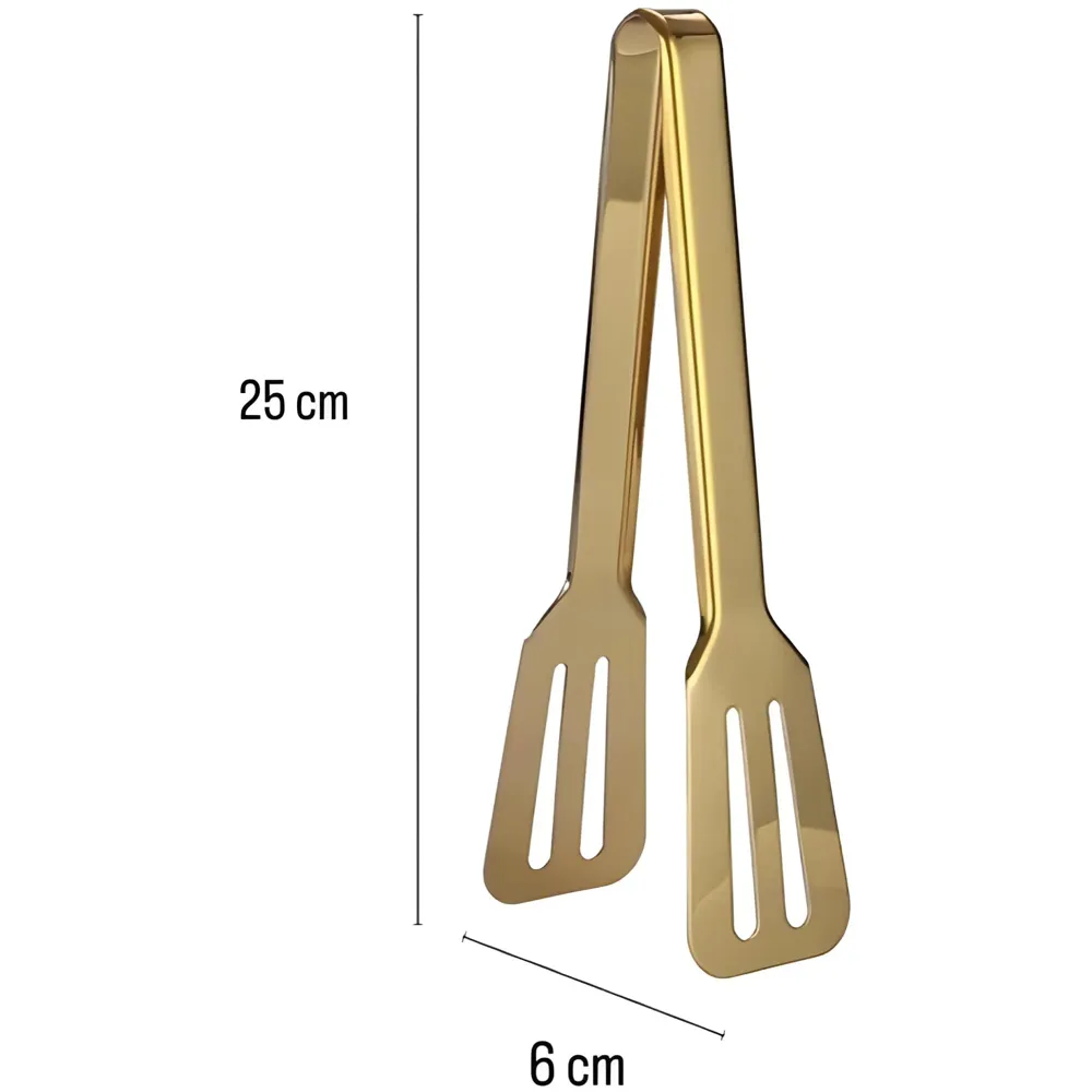 Gold Stainless Steel Tong (Chimta) for Rotis Buffet Desserts Salads Buffet Utensils Cutlery Non-Stick Golden