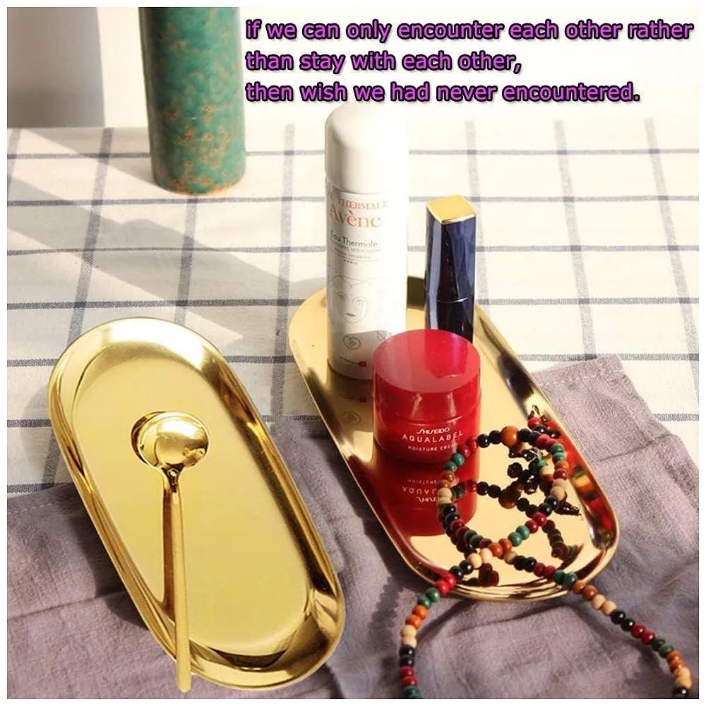 Gold Tray Food Tray Gold Serving Tray Vanity Jewellery Tray, Hand Towel Bathroom 18cm x 9cm Stainless Steel