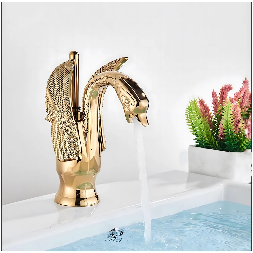 Golden Swan Heavy Basin Mixer Faucet Tap Hot Cold 12 inch Brass
