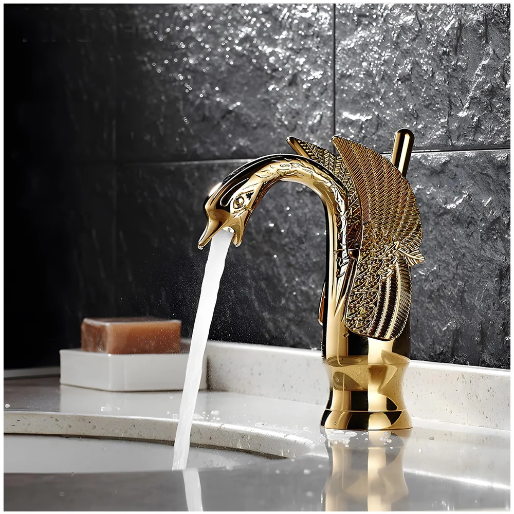 Golden Swan Heavy Basin Mixer Faucet Tap Hot Cold 12 inch Brass