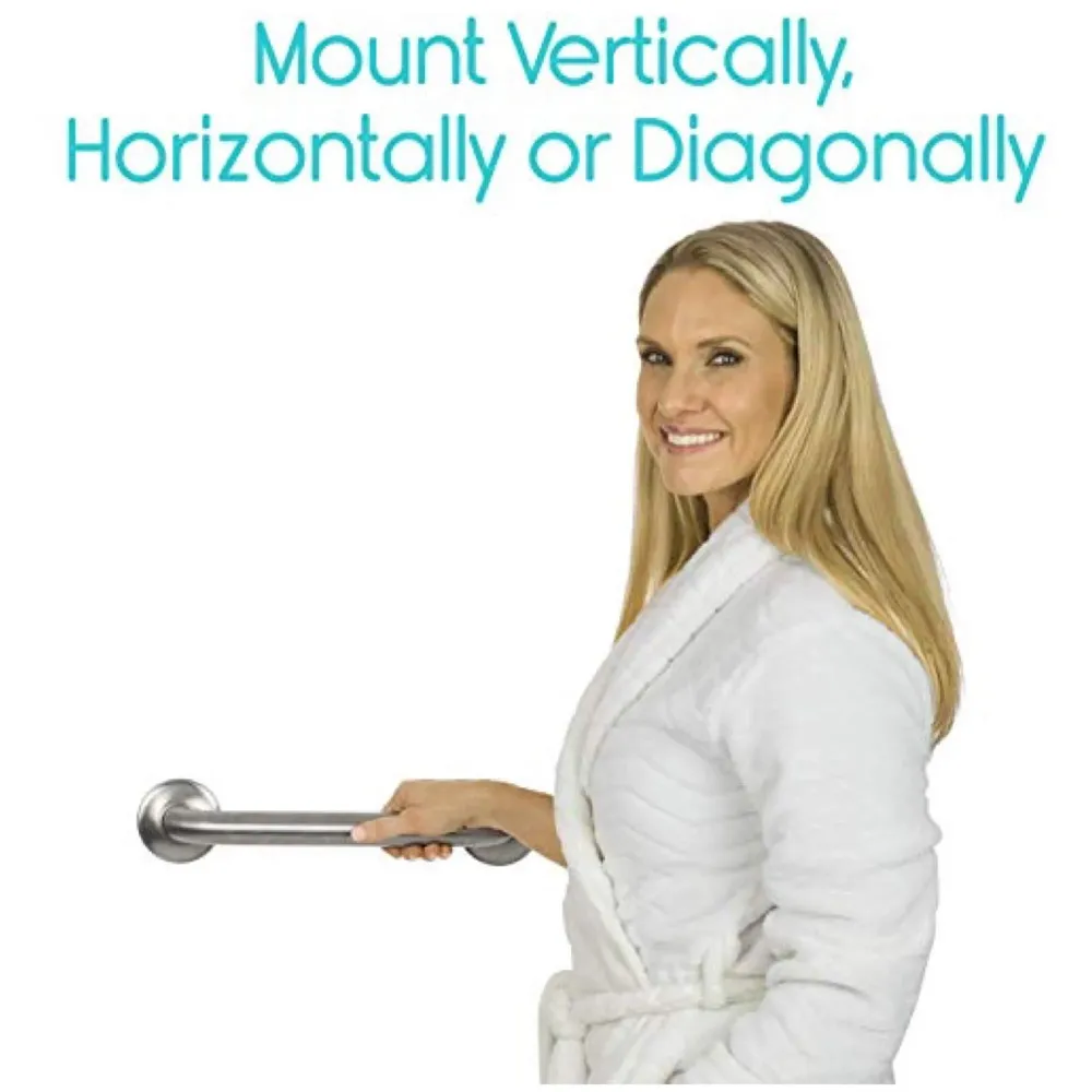 12 Inch Grab Bar - Bathroom & Bathtub Mounted Safety Hand Support Rail - Stainless Steel Wall Mount for Handicap, Bath Handle, Elderly, Disabled, Injury ~ Heavy Duty. Washroom.