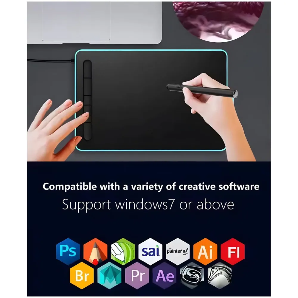 Largest Graphics Tablet, Digital Drawing, Drawing with Pen Tablet 11.7 X 7.5 Inch (30cm X 19cm) with Cordless Pen with 8192 Levels of Pressure, 4 Configurable Buttons - 5