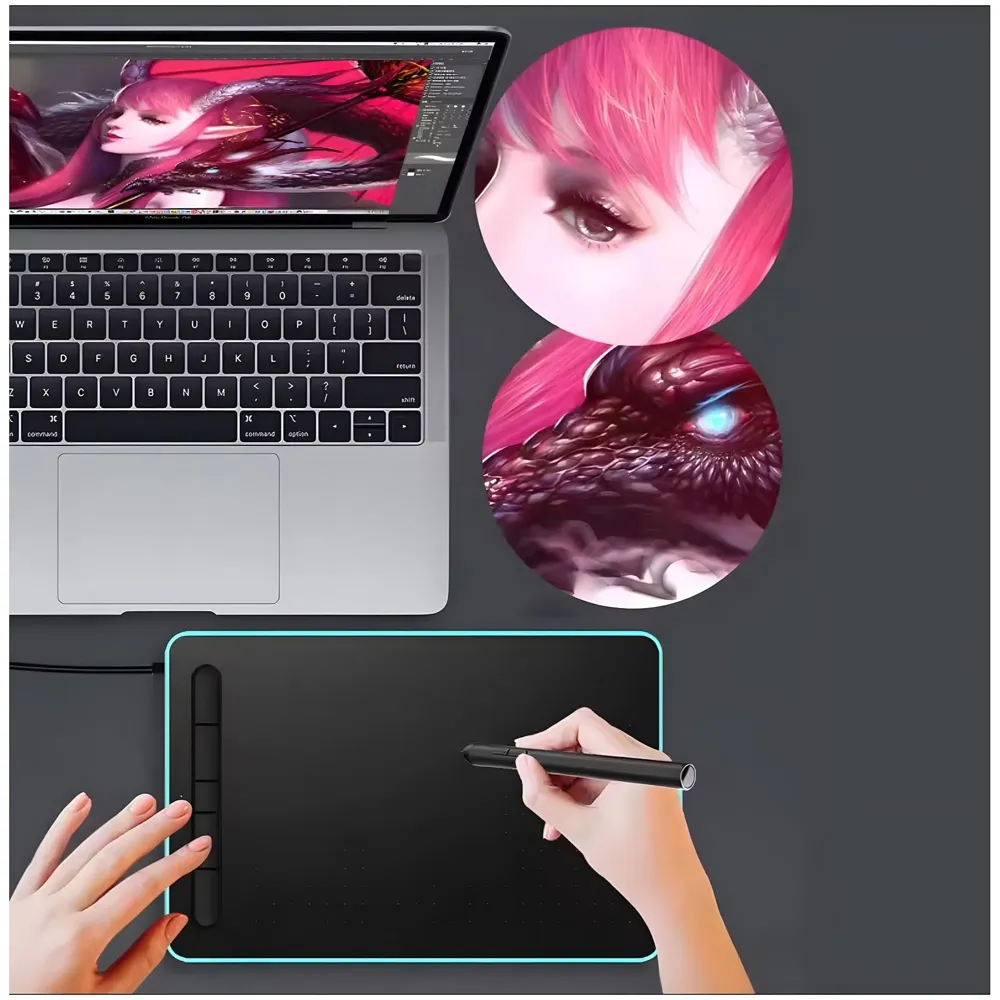 Largest Graphics Tablet, Digital Drawing, Drawing with Pen Tablet 11.7 X 7.5 Inch (30cm X 19cm) with Cordless Pen with 8192 Levels of Pressure, 4 Configurable Buttons - 7