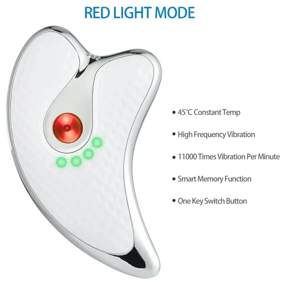 Gua sha Device, Gua Sha Stone with Heat & Vibration Face Massager Micro-Current Face Sculpting Tool, Double Anti-Aging Wrinkle Removal Skin Tightening, Neck Lifting Device, Face Lifting