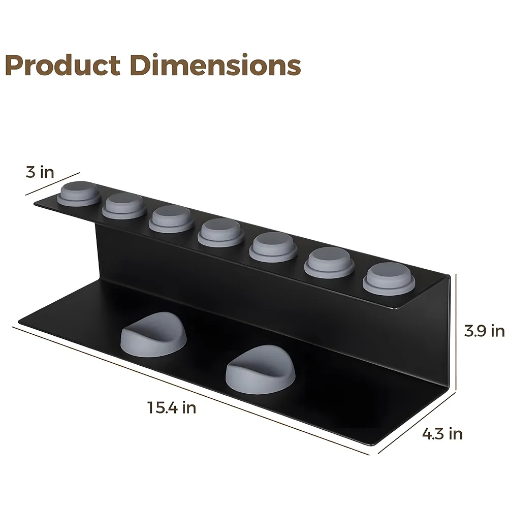Hair Dryer Holder Compatible with Dyson Airwrap Accessories Holder Wall mount. 7 Slot silicone Holder Counter Top for Homes And Salons. Carbon Steel – 15.4 x 4.3 x 3.9 Inch, Black
