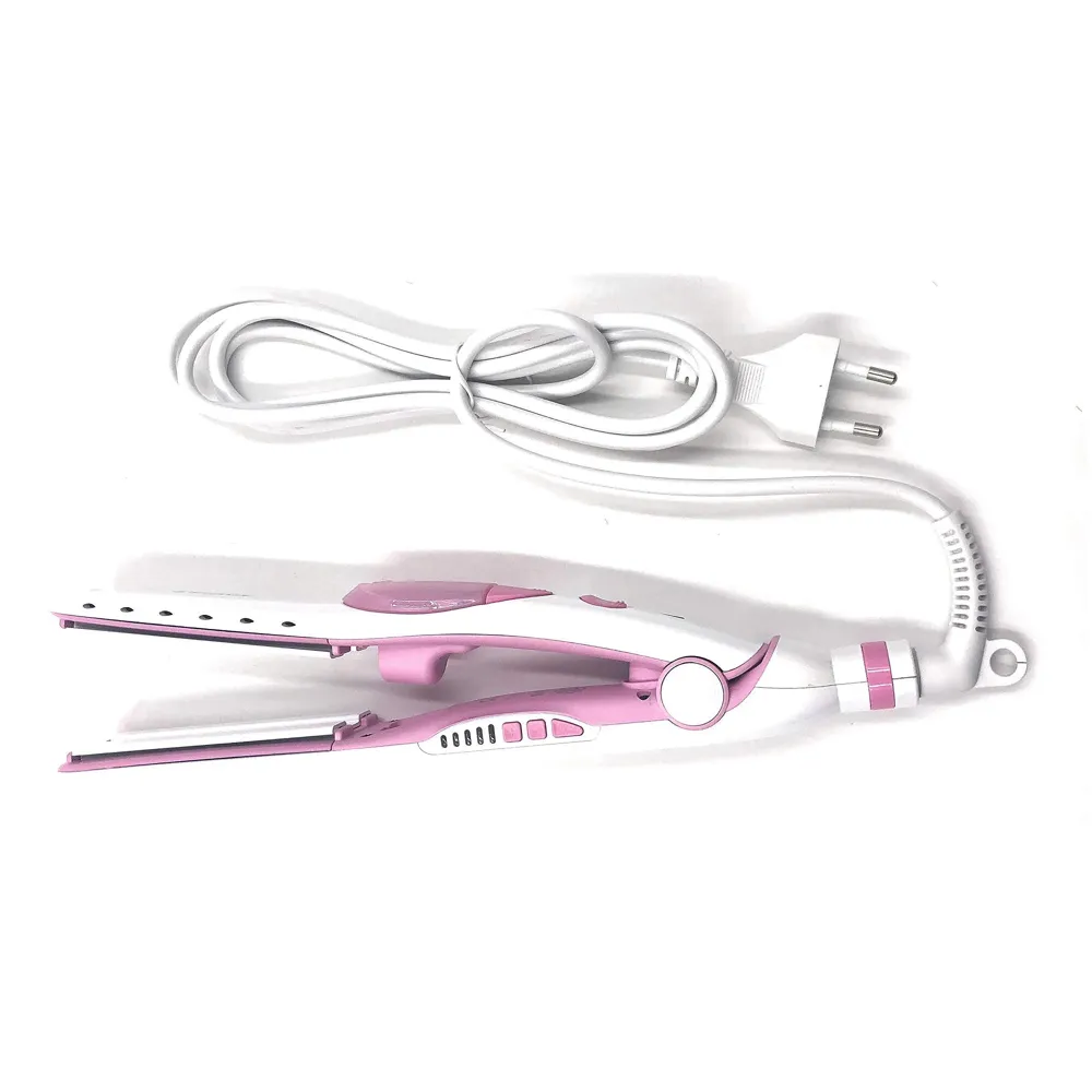 Professional Steam Spray Hair Straightener Curler Tourmaline Ceramic Vapor Flat Iron, with LCD Display and Auto-off Function (Pink)