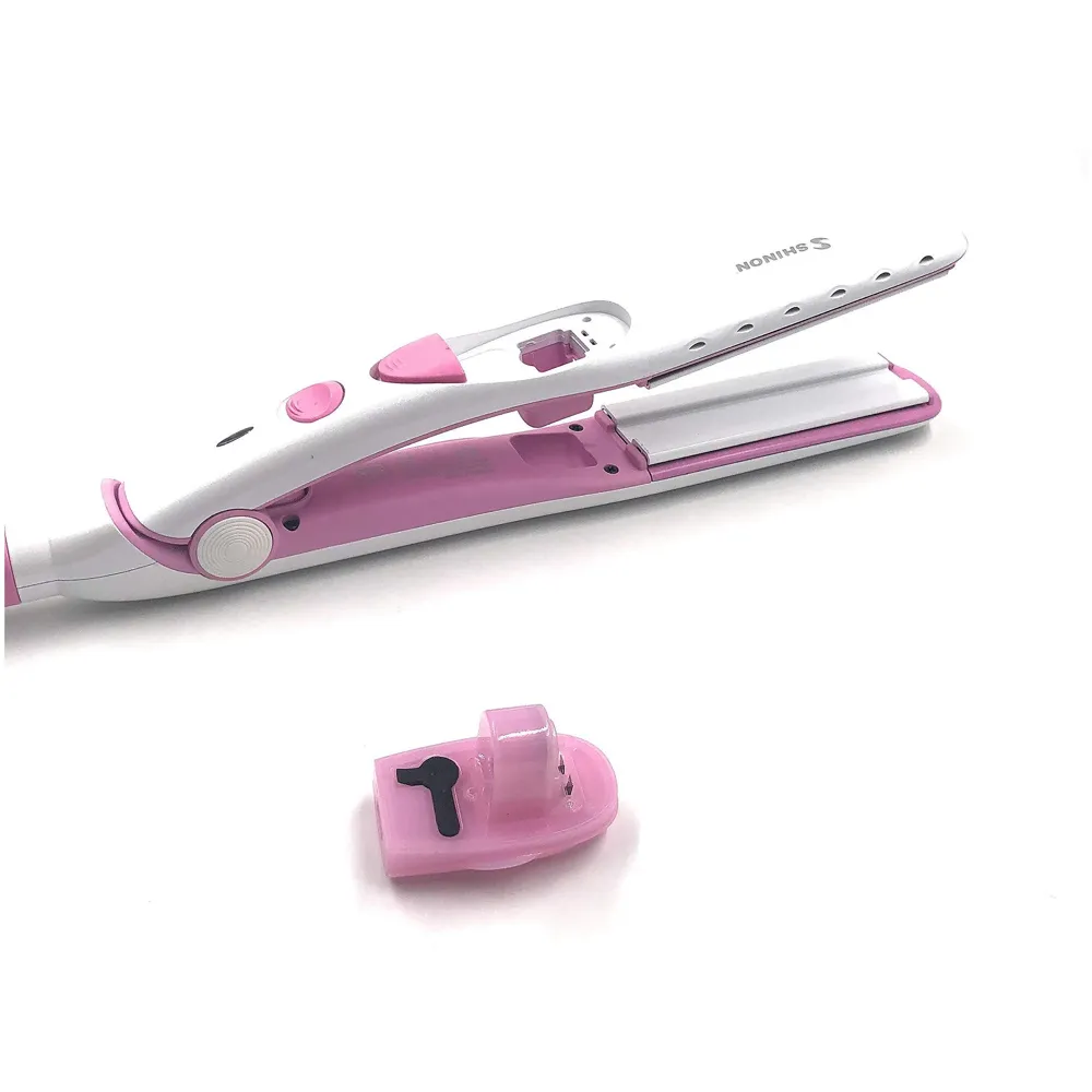 Professional Steam Spray Hair Straightener Curler Tourmaline Ceramic Vapor Flat Iron, with LCD Display and Auto-off Function (Pink)