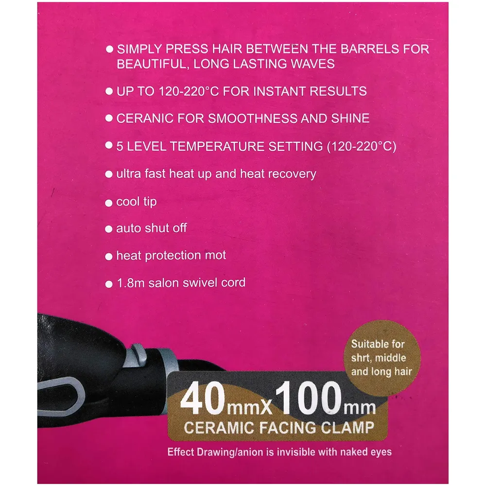 Hair Crimper With LCD Display And 5 Level Temperature Control, Ultra Fast Heat-up And Heat Recovery, Auto Shut-off For safety, Wider Ceramic Plates For smoothness and Shine (Black) - 8