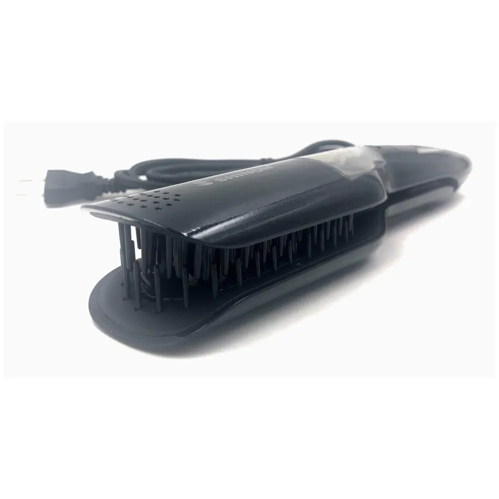 Professional Hair Salon Styling Hair Straightener Brush Heated Hair Brush Straightener Steam Vapor With LCD Screen (Black)