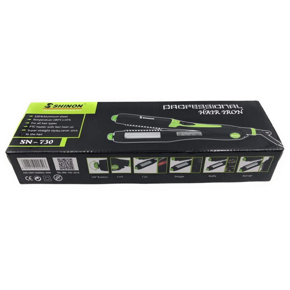 4 IN 1 Electric Rotating Hair Curling/Straightening Brush/Hair Roller/Hair Crimper, Hair Styler With 100% Aluminum Sheet (Green)