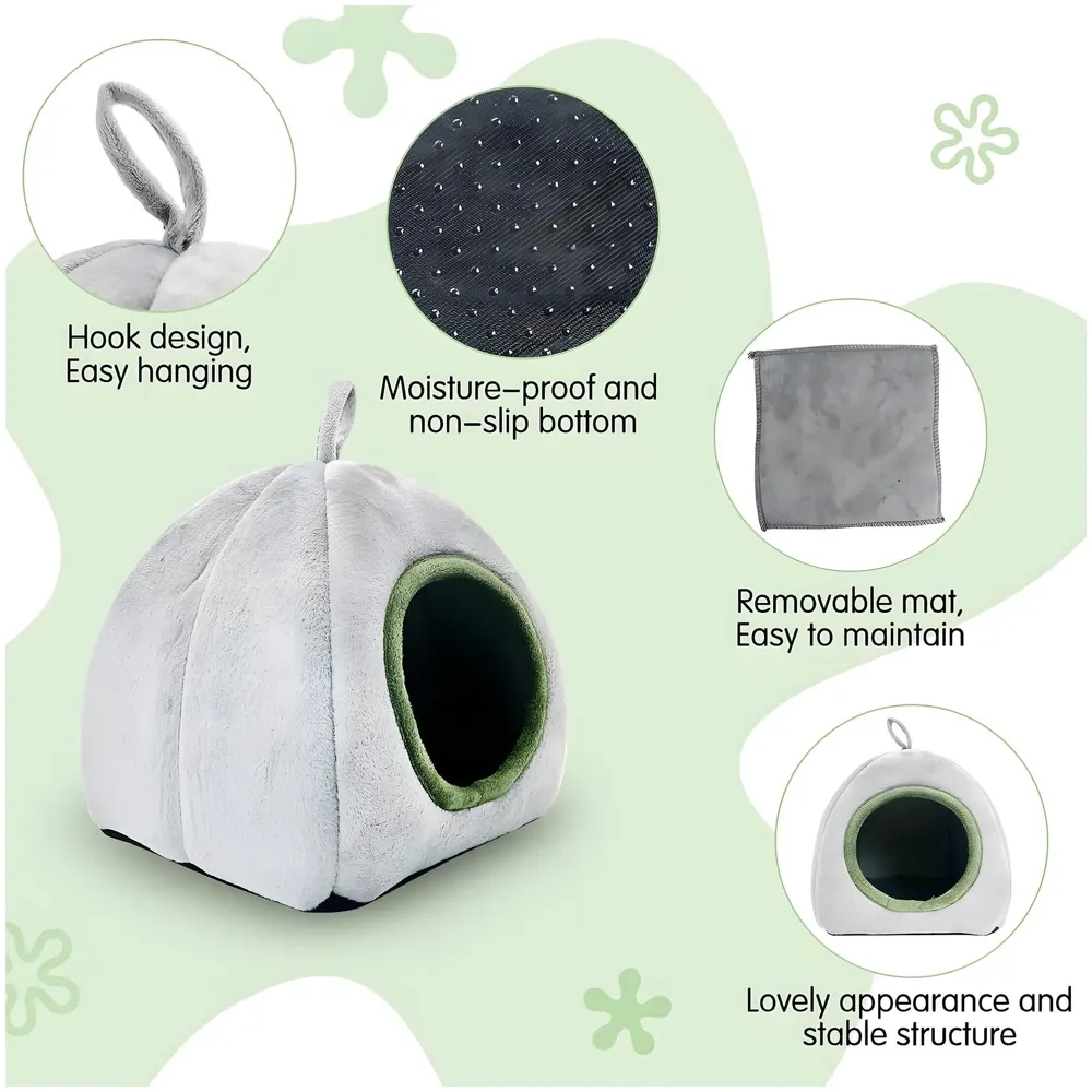 Large Hamster Bed Hideout for Rest Sleeping House Home Washable Suitable for All Small Animals Like Hedgehogs Very Large Size – 30 * 30 * 30 CM Can Fit Up to 5 Pets Black - 5