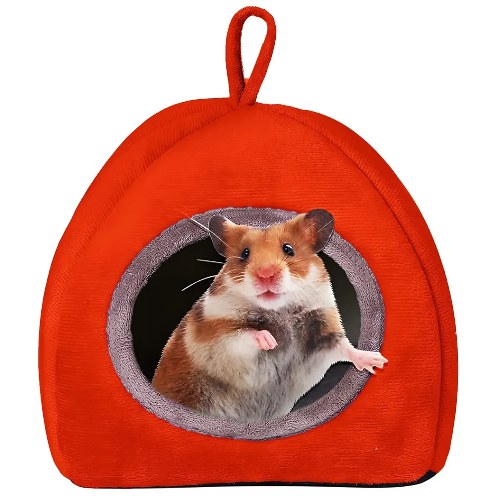 Large Hamster Bed Hideout for Rest Sleeping House Home Washable Suitable for All Small Animals Like Hedgehogs Very Large Size – 30 * 30 * 30 CM Can Fit Up to 5 Pets Red